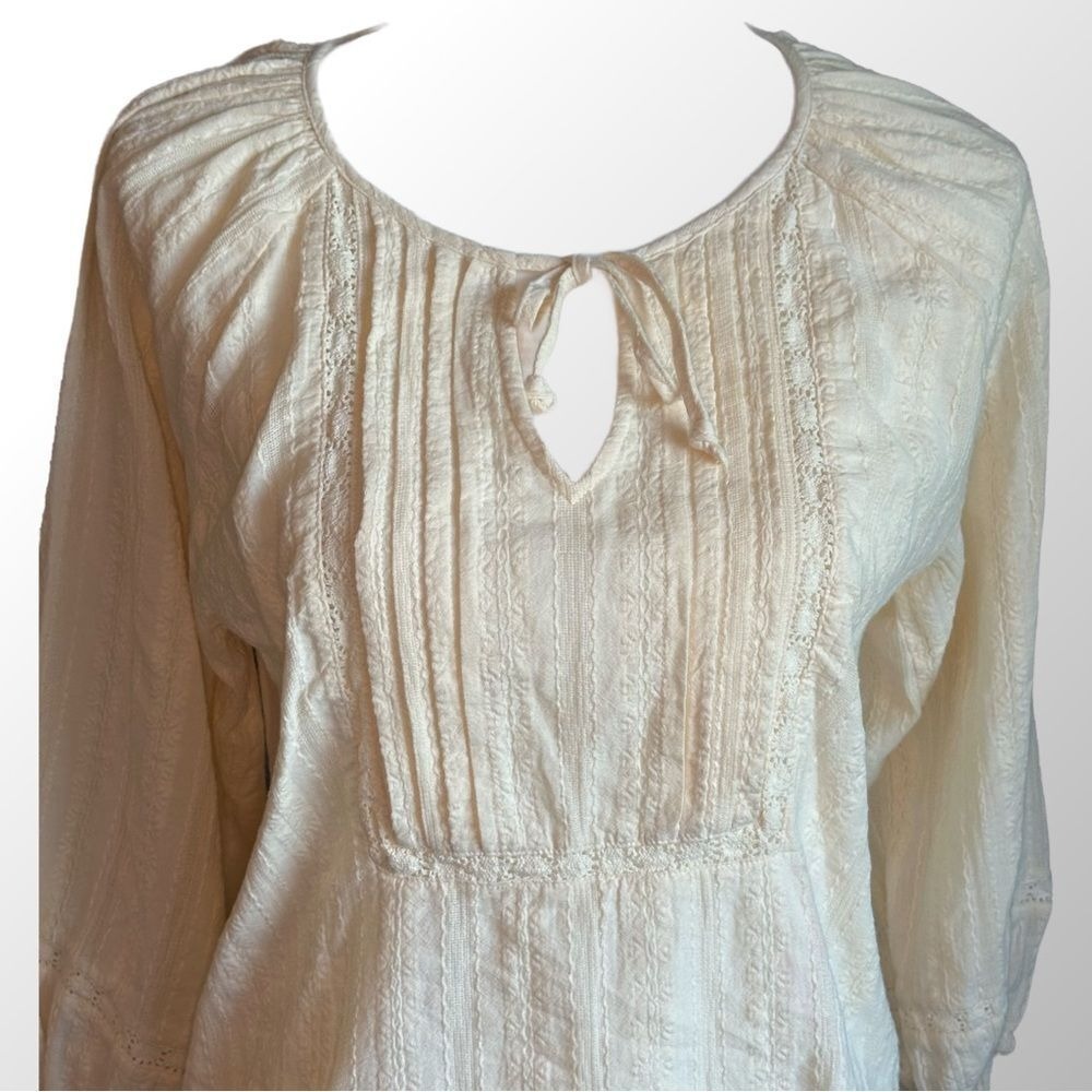 Marine Layer Blouse NWT Women XS Cream Pintuck Lace‎ Peasant Top 15933 - Picture 2 of 11